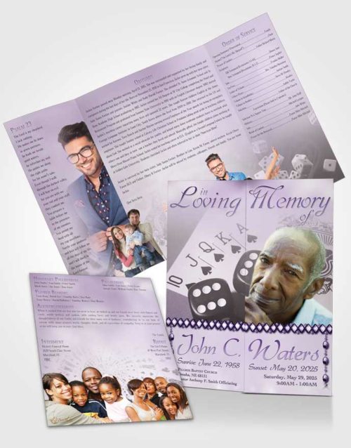 Obituary Funeral Template Gatefold Memorial Brochure Lavender Double Down