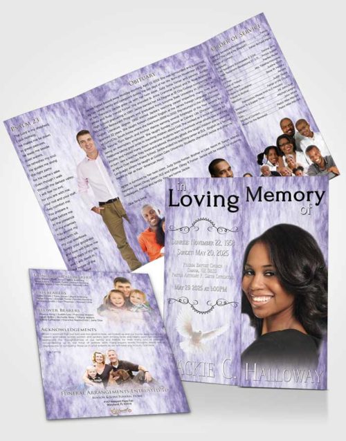Obituary Funeral Template Gatefold Memorial Brochure Lavender Kisses Harmonics