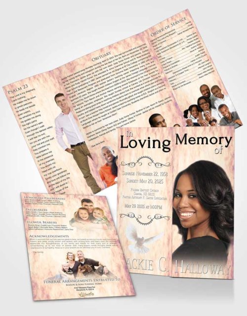 Obituary Funeral Template Gatefold Memorial Brochure Lavender Love Harmonics