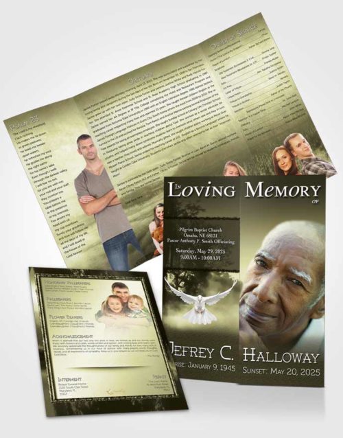 Obituary Funeral Template Gatefold Memorial Brochure Lavender Summer Reflection