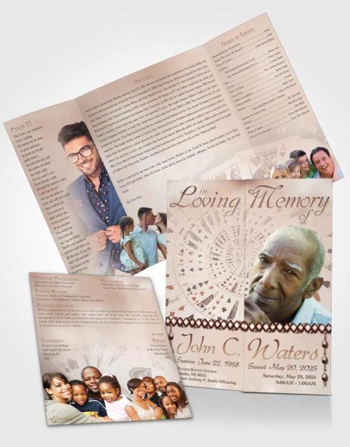 Obituary Funeral Template Gatefold Memorial Brochure Lets Play Golden Cards