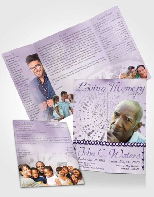 Obituary Funeral Template Gatefold Memorial Brochure Lets Play Lavender Cards