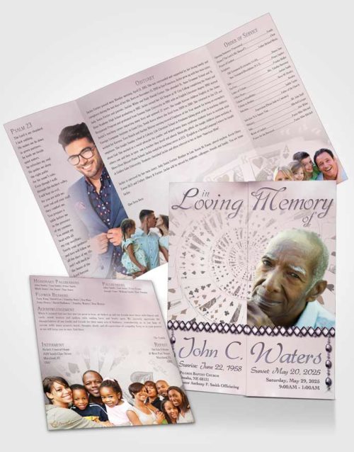Obituary Funeral Template Gatefold Memorial Brochure Lets Play Midnight Cards