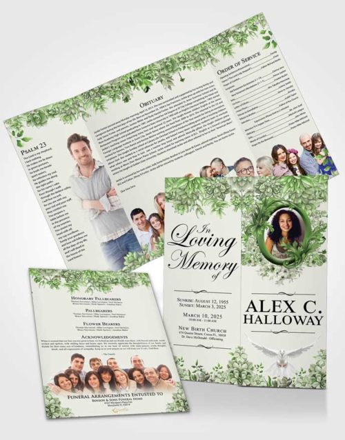 Obituary Funeral Template Gatefold Memorial Brochure Loving Afternoon Succulents