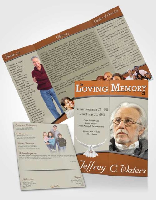 Obituary Funeral Template Gatefold Memorial Brochure Loving Clarity
