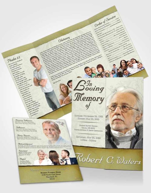 Obituary Funeral Template Gatefold Memorial Brochure Loving Destiny