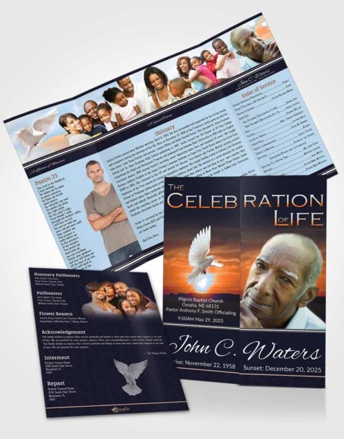 Obituary Funeral Template Gatefold Memorial Brochure Loving Higher Power