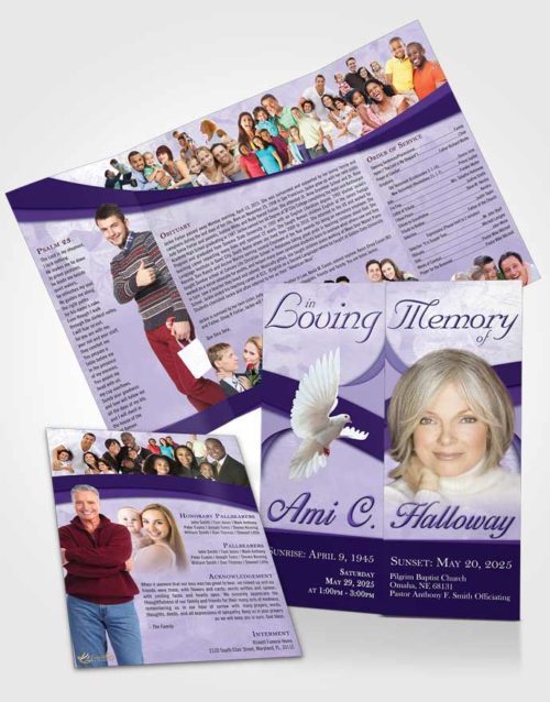 Obituary Funeral Template Gatefold Memorial Brochure Loving Lavender Wisdom