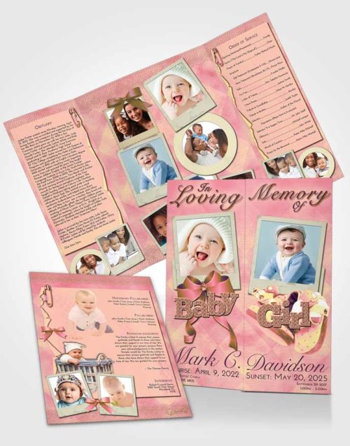 Obituary Funeral Template Gatefold Memorial Brochure Loving Mix Baby Girl