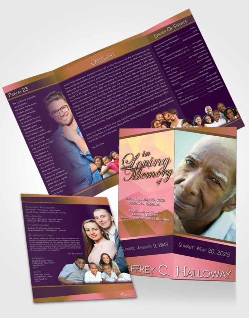 Obituary Funeral Template Gatefold Memorial Brochure Loving Mix Tranquility Dark
