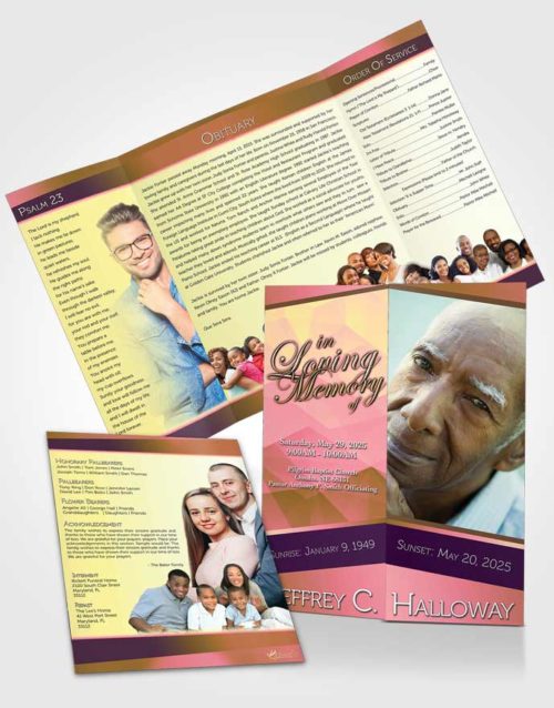 Obituary Funeral Template Gatefold Memorial Brochure Loving Mix Tranquility Light