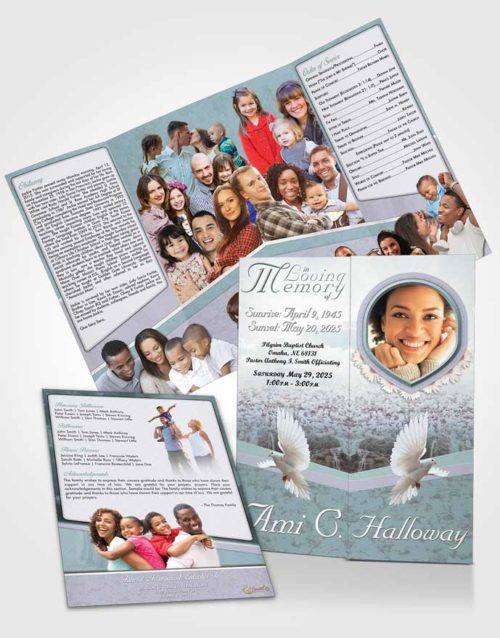 Obituary Funeral Template Gatefold Memorial Brochure Loving Splendor