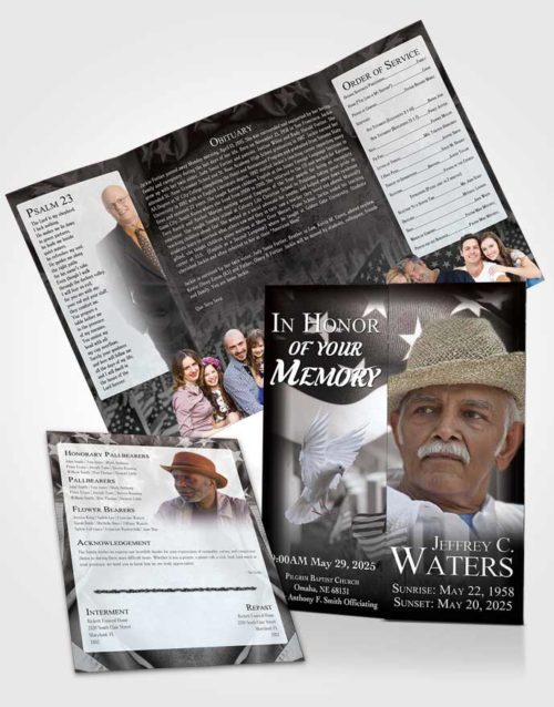 Obituary Funeral Template Gatefold Memorial Brochure Majestic American Dream