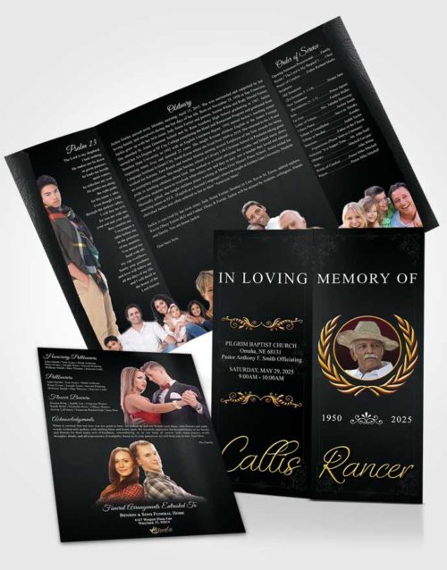 Obituary Funeral Template Gatefold Memorial Brochure Majestic Desire
