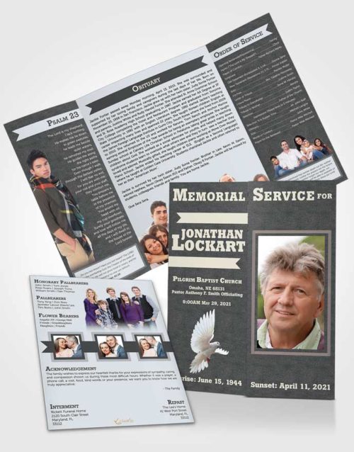 Obituary Funeral Template Gatefold Memorial Brochure Majestic Intensity