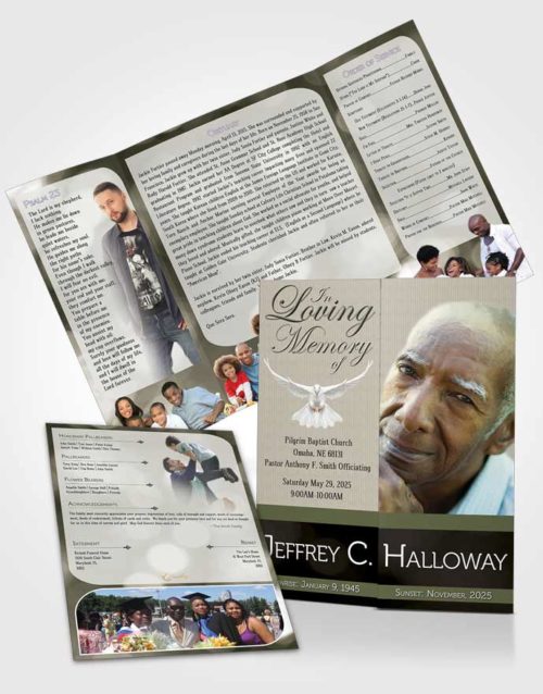 Obituary Funeral Template Gatefold Memorial Brochure Majestic Rustic Nights Light