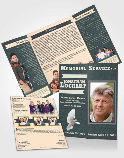 Obituary Funeral Template Gatefold Memorial Brochure Mellow Intensity