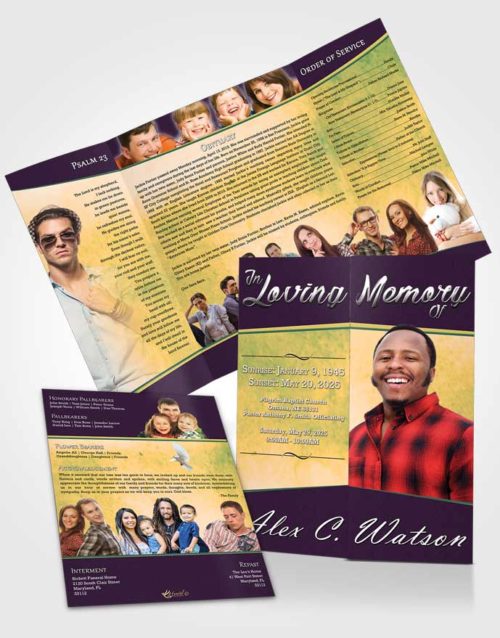 Obituary Funeral Template Gatefold Memorial Brochure Mellow Vitality