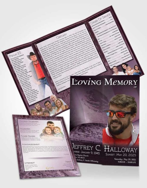 Obituary Funeral Template Gatefold Memorial Brochure Mexican Lavender Serenity
