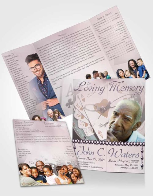 Obituary Funeral Template Gatefold Memorial Brochure Midnight Aces