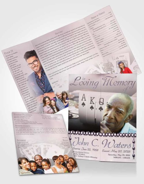 Obituary Funeral Template Gatefold Memorial Brochure Midnight Cards
