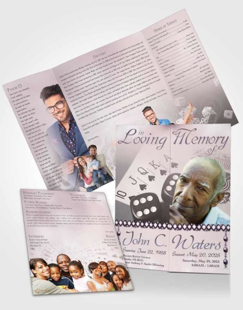 Obituary Funeral Template Gatefold Memorial Brochure Midnight Double Down