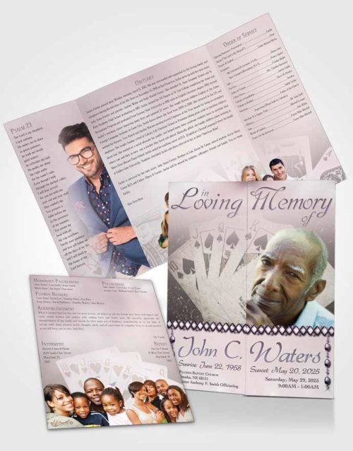 Obituary Funeral Template Gatefold Memorial Brochure Midnight King of Hands