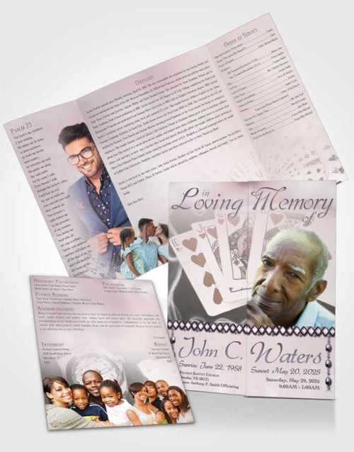 Obituary Funeral Template Gatefold Memorial Brochure Midnight Weekend Card Game