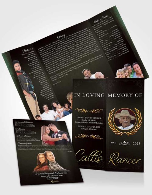 Obituary Funeral Template Gatefold Memorial Brochure Morning Desire