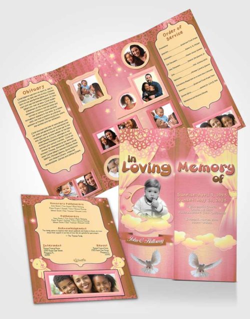 Obituary Funeral Template Gatefold Memorial Brochure Morning Lavender Childrens Innocence