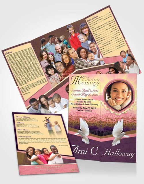 Obituary Funeral Template Gatefold Memorial Brochure Morning Lavender Splendor