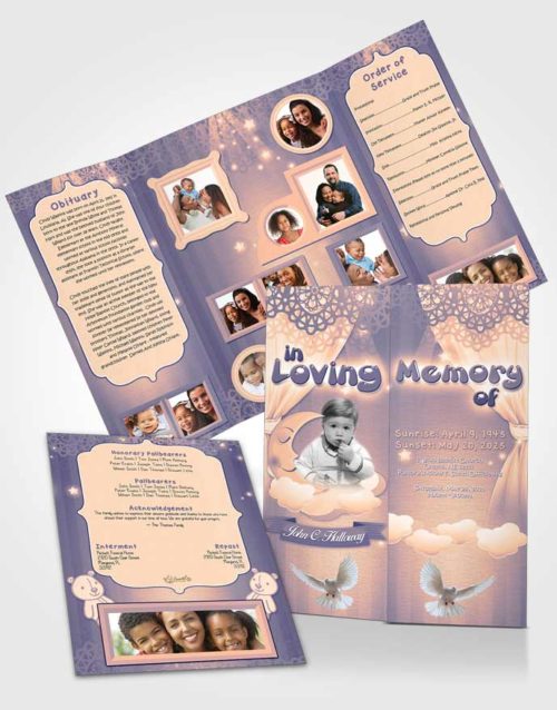 Obituary Funeral Template Gatefold Memorial Brochure Morning Ocean Childrens Innocence