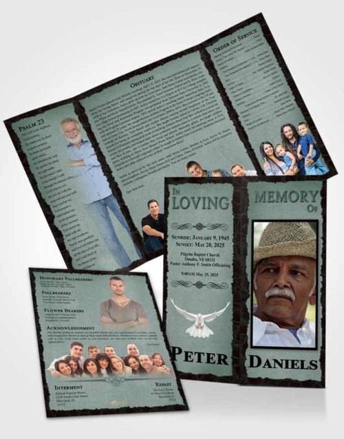Obituary Funeral Template Gatefold Memorial Brochure Morning Outback