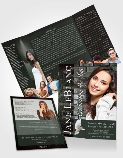 Obituary Funeral Template Gatefold Memorial Brochure Morning Passion