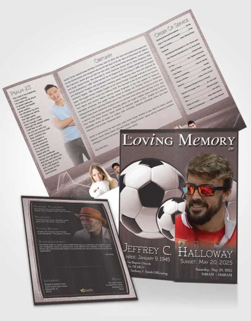 Obituary Funeral Template Gatefold Memorial Brochure Morning Pearl Soccer Star
