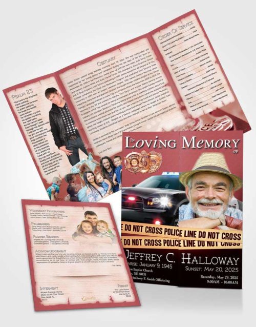 Obituary Funeral Template Gatefold Memorial Brochure Morning Police On Duty