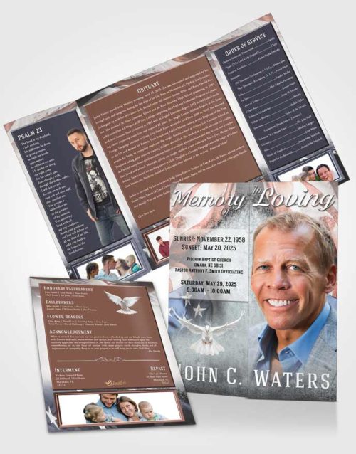 Obituary Funeral Template Gatefold Memorial Brochure Mystical Stars and Stripes