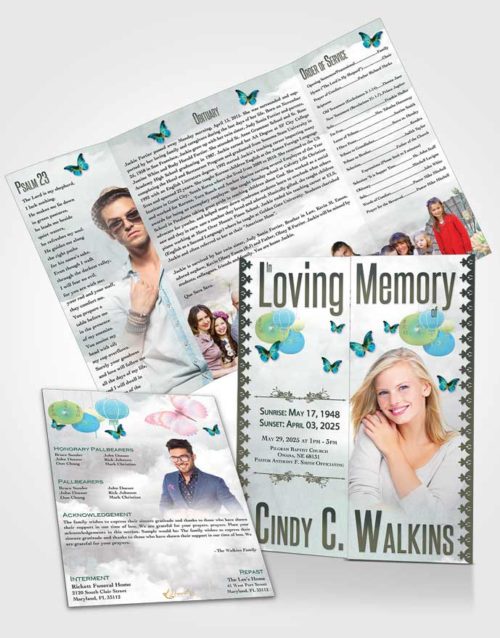 Obituary Funeral Template Gatefold Memorial Brochure Natural Elegance Afternoon Delight