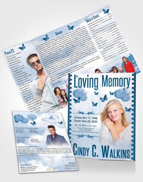 Obituary Funeral Template Gatefold Memorial Brochure Natural Elegance Blue Waters