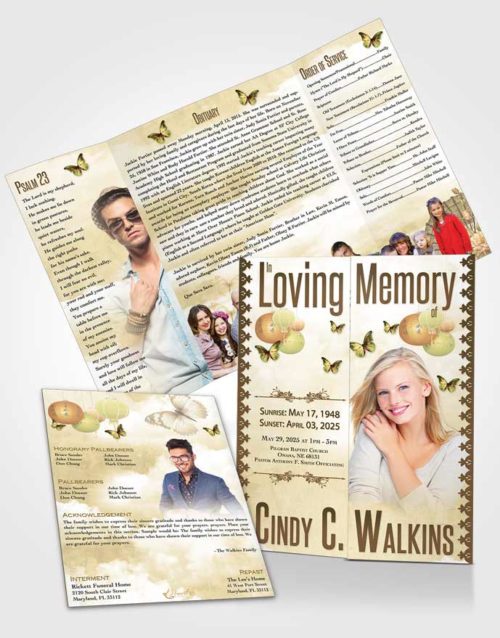Obituary Funeral Template Gatefold Memorial Brochure Natural Elegance Golden Canyon