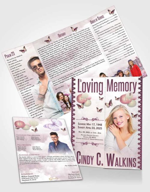Obituary Funeral Template Gatefold Memorial Brochure Natural Elegance Lavender Beauty