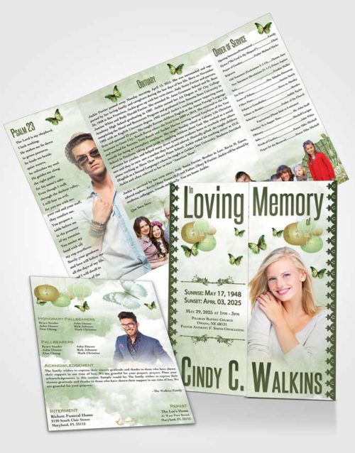 Obituary Funeral Template Gatefold Memorial Brochure Natural Elegance Walk in the Forest