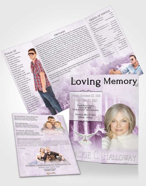Obituary Funeral Template Gatefold Memorial Brochure Natures Blissful Waterfall