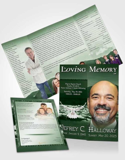 Obituary Funeral Template Gatefold Memorial Brochure Natures Emerald Mountain