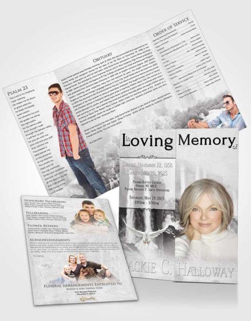 Obituary Funeral Template Gatefold Memorial Brochure Natures Free Waterfall