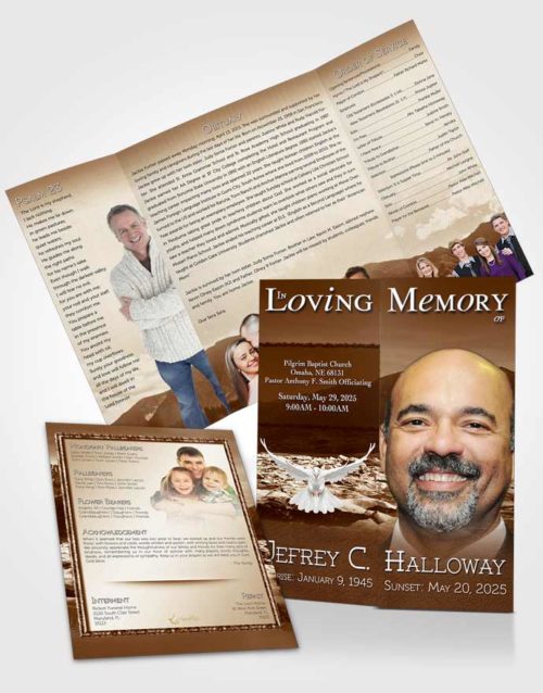 Obituary Funeral Template Gatefold Memorial Brochure Natures Golden Mountain