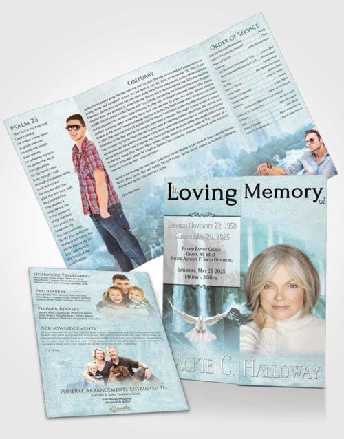 Obituary Funeral Template Gatefold Memorial Brochure Natures Heavenly Waterfall