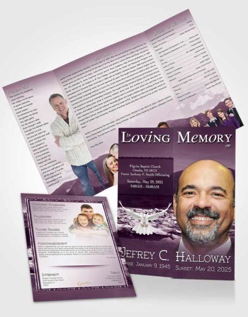Obituary Funeral Template Gatefold Memorial Brochure Natures Lavender Mountain