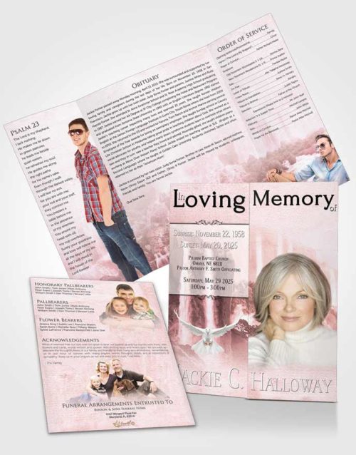 Obituary Funeral Template Gatefold Memorial Brochure Natures Ruby Waterfall