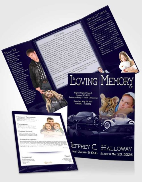 Obituary Funeral Template Gatefold Memorial Brochure Northern Blues Car Enthusiast